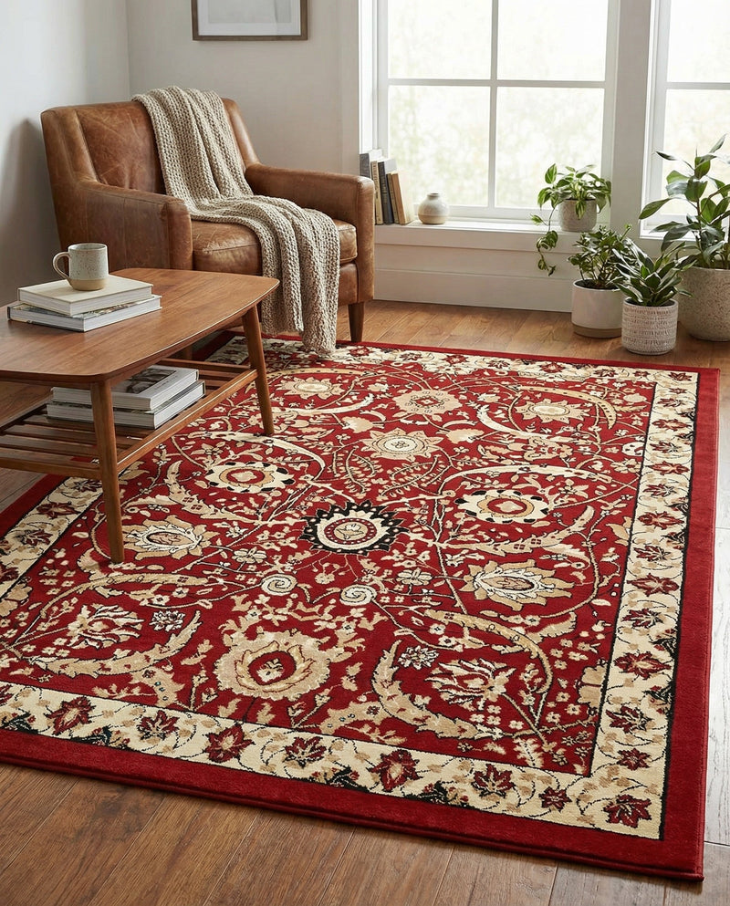 Tabriz Tapestry Collection Area Rug - Sahand (Red) Rectangle Red  lifestyle 11