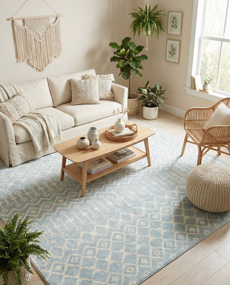 Marrakech Lattice Collection Area Rug - Medina (Light Blue) Square Light Blue  lifestyle 21