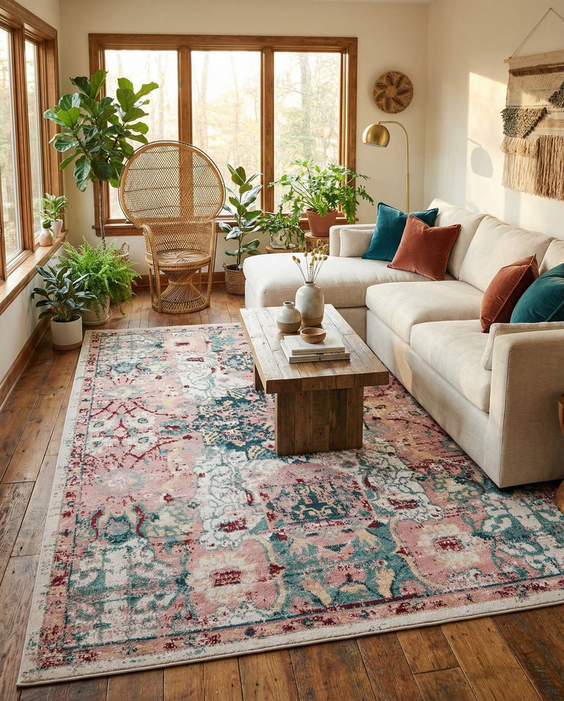 Savannah Elegance Collection Area Rug -  Azalea Rectangle Pink  lifestyle 38