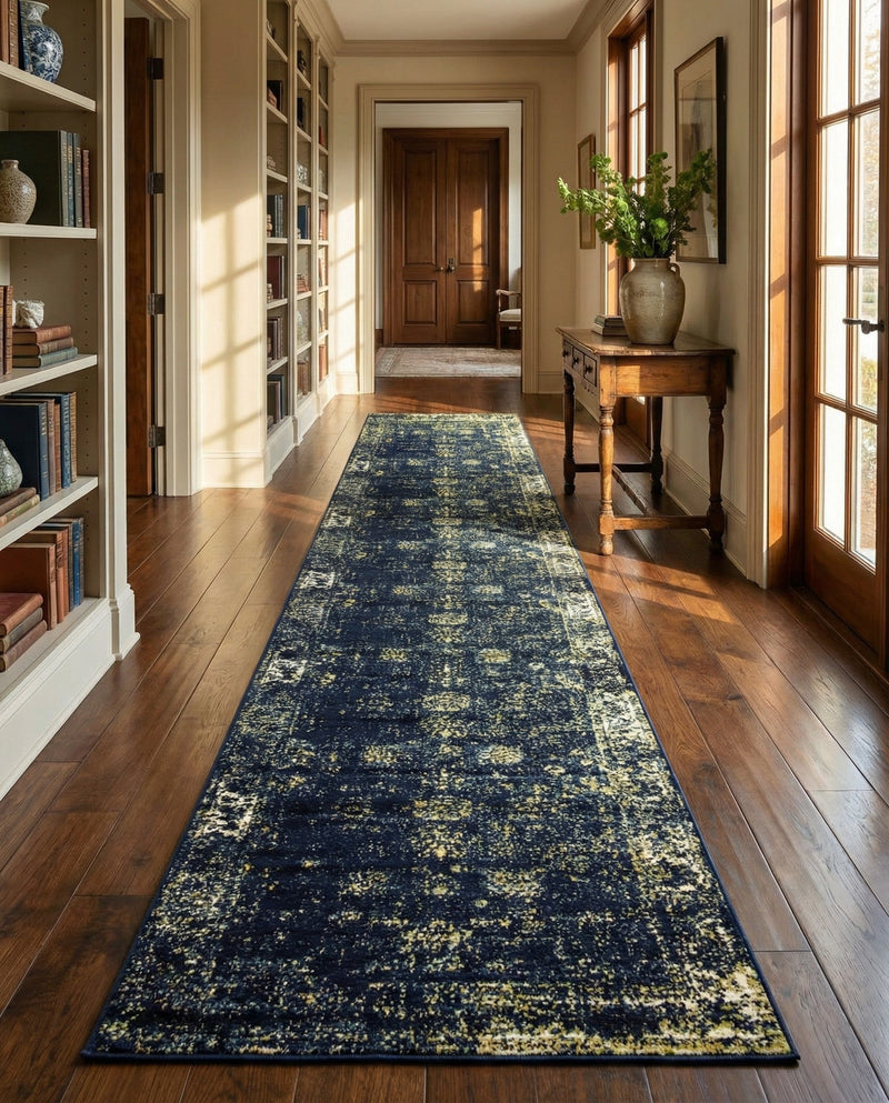 Riviera Elegance Collection Area Rug - Antibes (Navy Blue) Runner Navy Blue  lifestyle 75