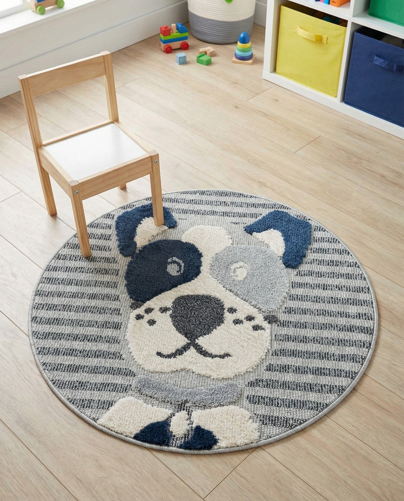 Wonder Tykes Collection Area Rug -  Magicgrove Round Blue and Gray  lifestyle 54