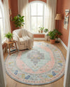 Savannah Series Collection Area Rug -  Augusta (Pink) Oval Pink  lifestyle 58