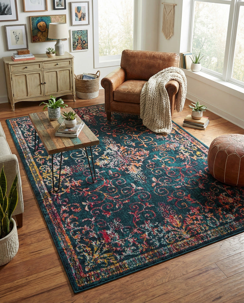 Brighton Terrace Collection Area Rug -  Saltdean Rectangle Navy Blue  lifestyle 11