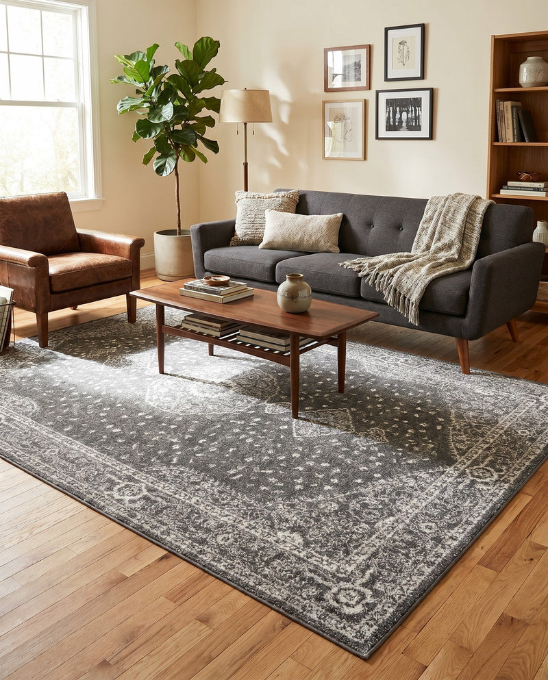 Dover Terrace Collection Area Rug - Marina (Dark Gray) Rectangle Dark Gray  lifestyle 3