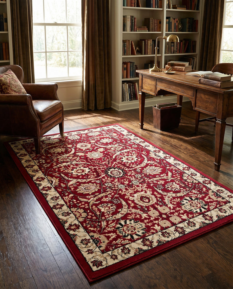 Tabriz Tapestry Collection Area Rug - Sahand (Red) Rectangle Red  lifestyle 3