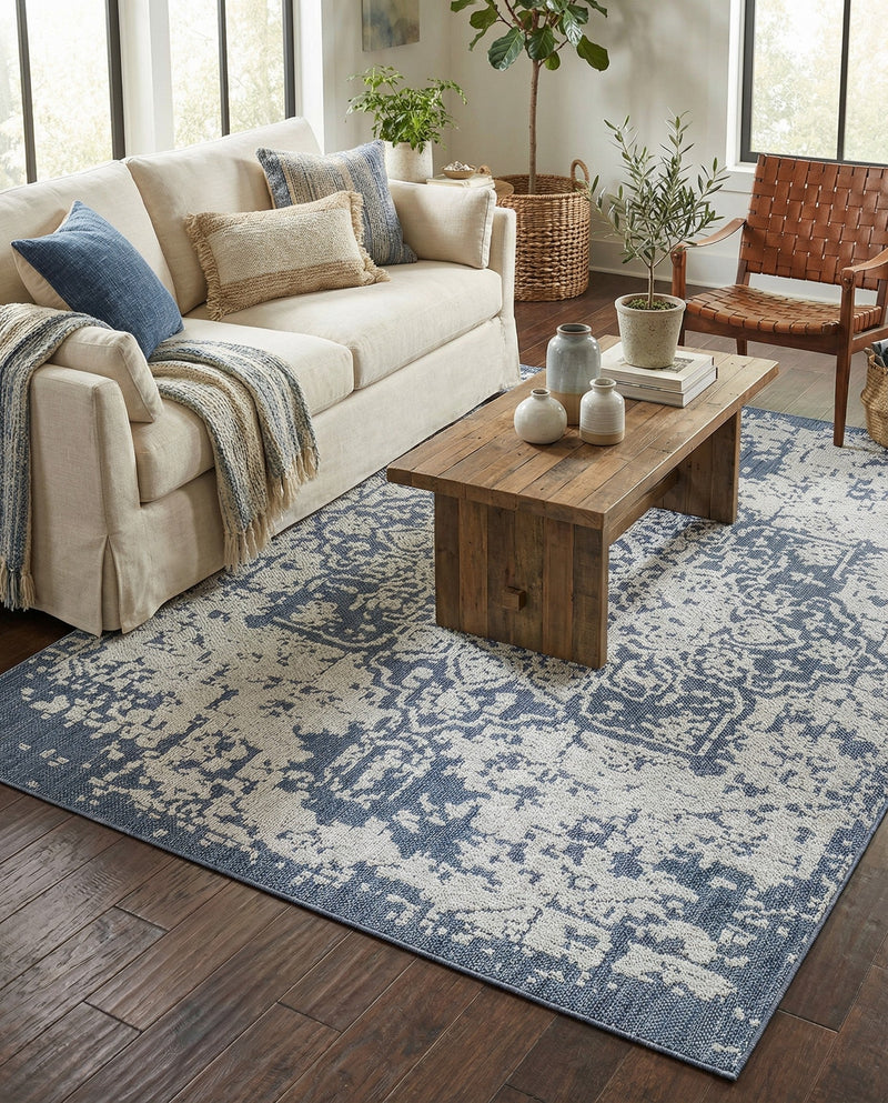 Patio Heritage Collection Area Rug - Santorini Rectangle Navy Blue  lifestyle 36