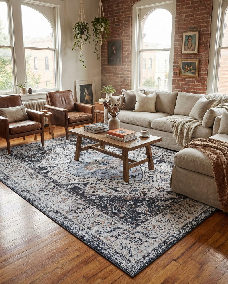 Laguna Sands Collection Area Rug -  Newport Rectangle Linen Charcoal  lifestyle 40