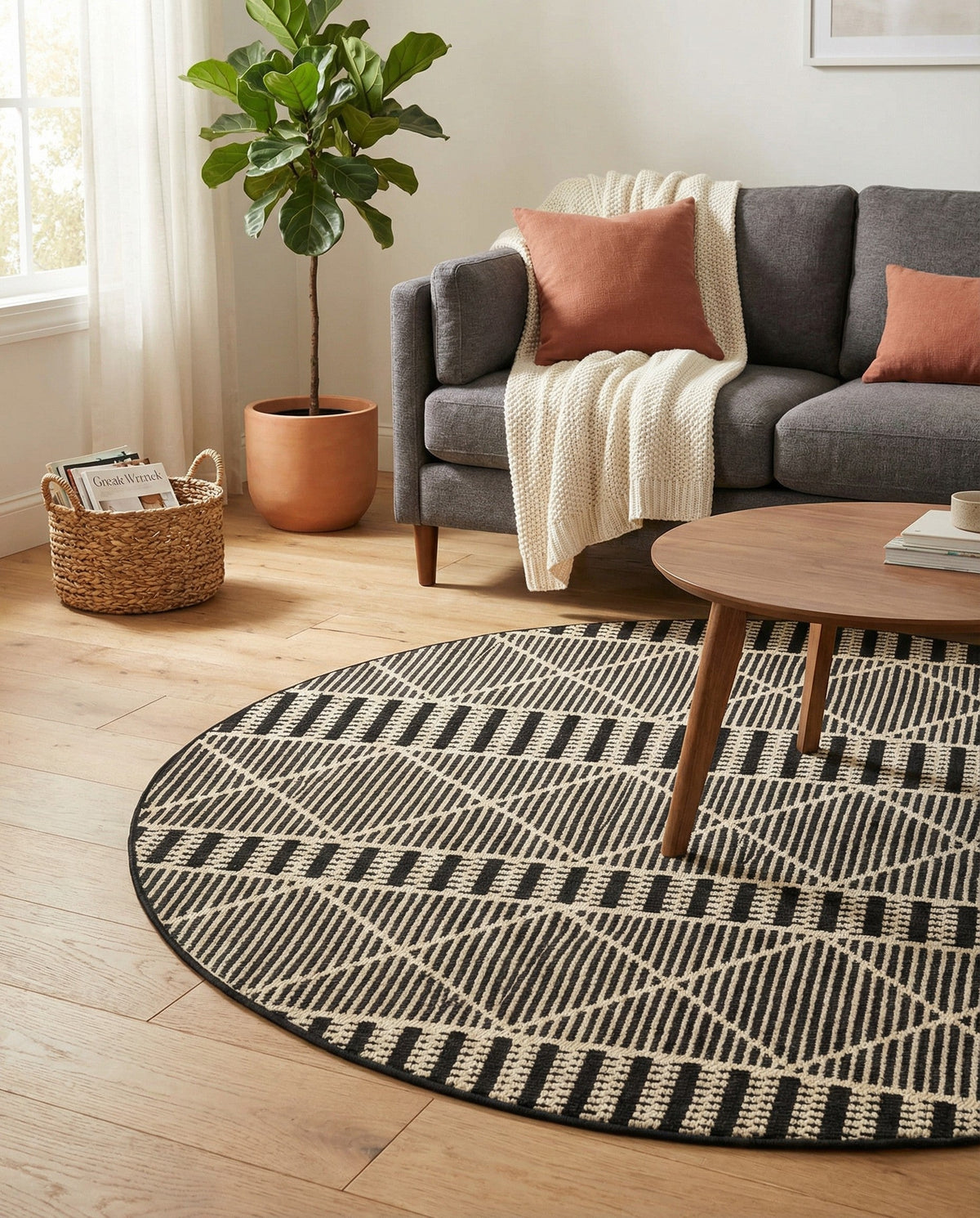 Savannah Pergola Collection Area Rug -  Glade Round Black  lifestyle 151