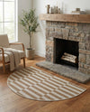 Seaside Stripes Collection Area Rug - Cabana (Taupe) Hearth Taupe  lifestyle 34