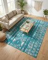 Brighton Stripes Collection Area Rug - Sussex (Turquoise) Rectangle Turquoise  lifestyle 18