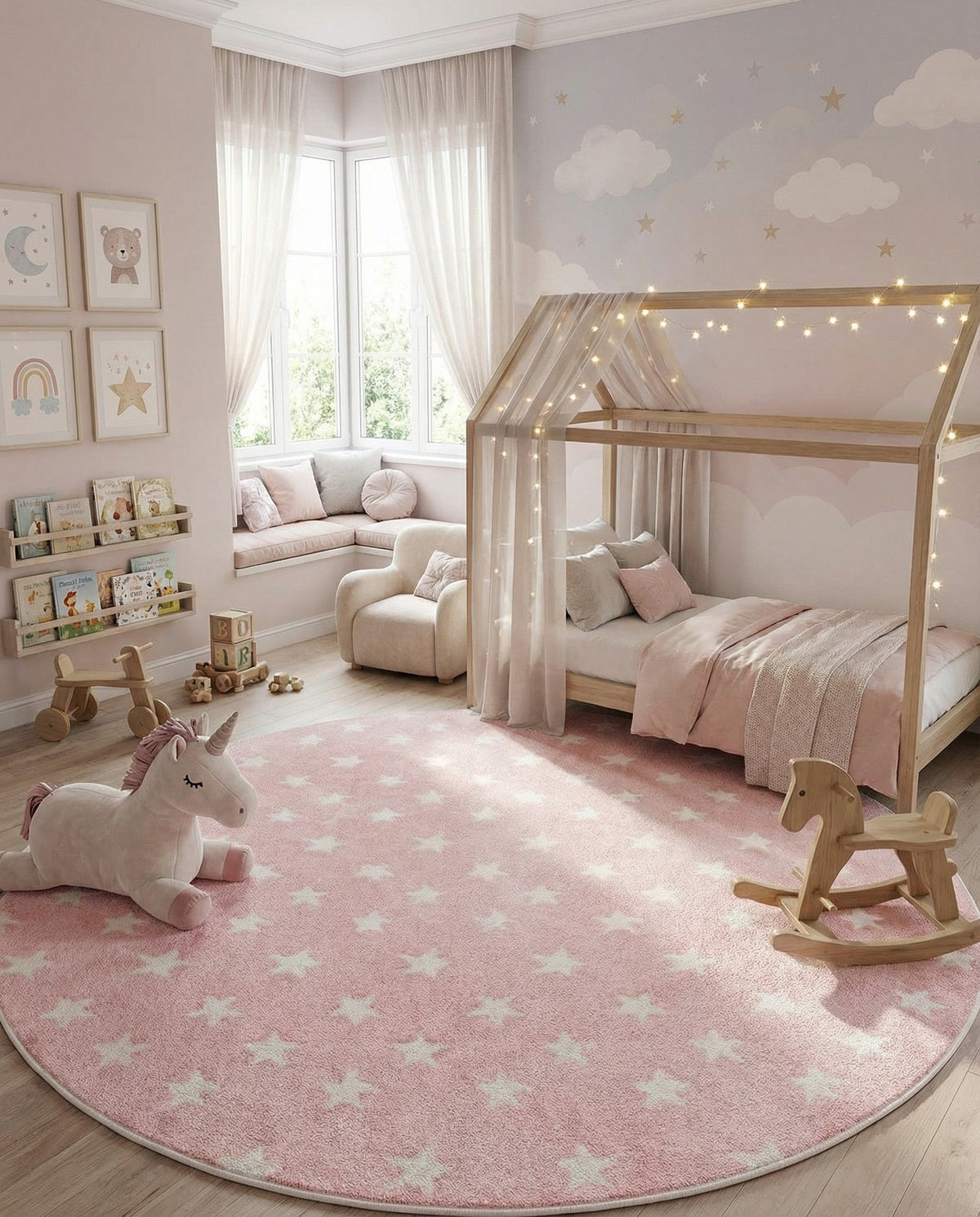 Wonder Tykes Collection Area Rug -  Mosaic Round Pink  lifestyle 132