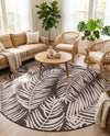 Seaside Blooms Collection Area Rug - Verdure (Charcoal) Round Charcoal  lifestyle 62