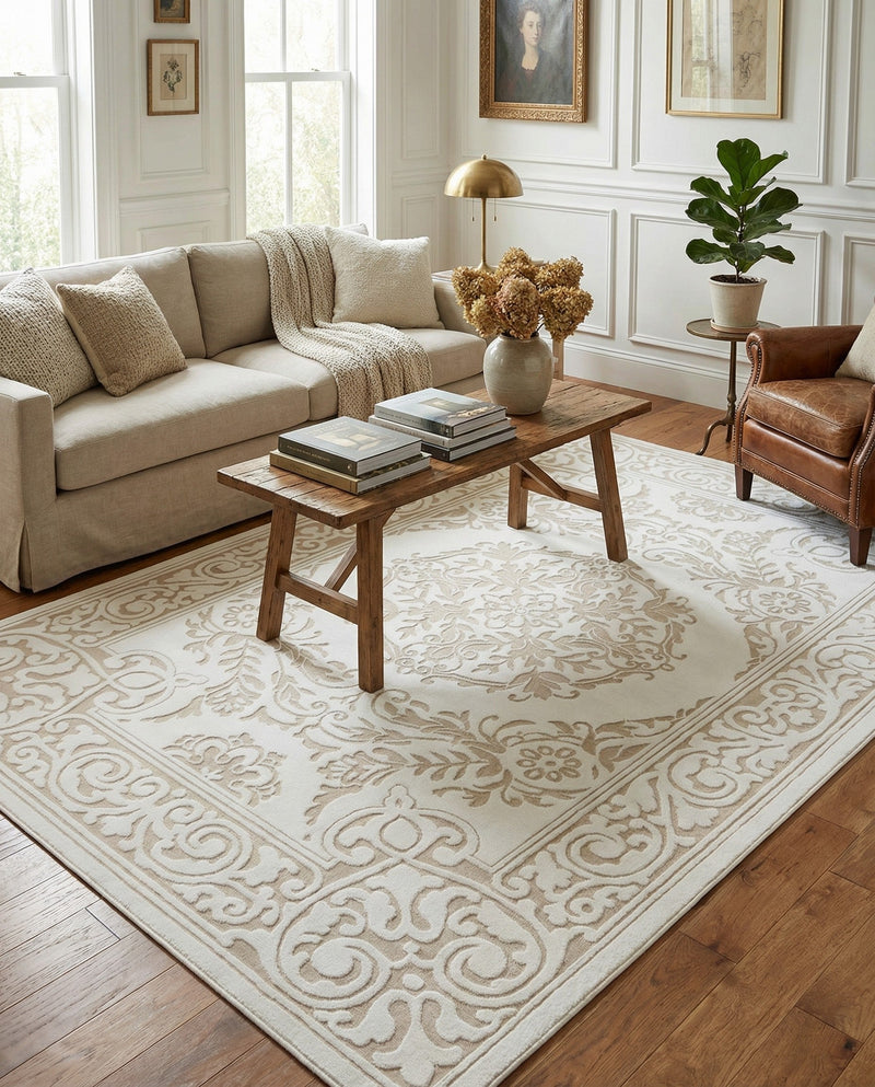 Sanctuary Retreat Collection Area Rug -  Enclave Rectangle Snow White  lifestyle 21