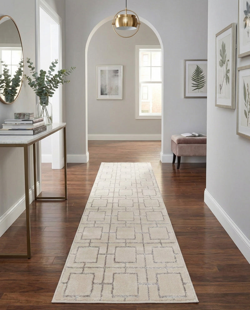 Hollywood Luxe Collection Area Rug -  Beverly (White Silver) Runner White Silver  lifestyle 42