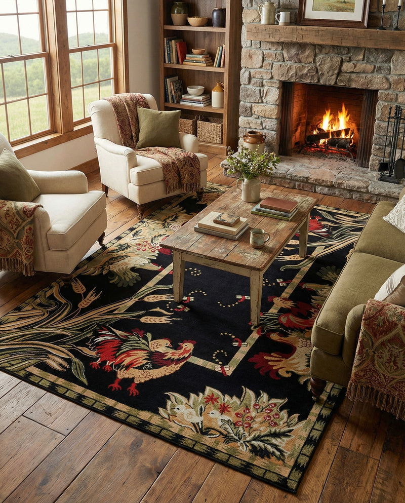 Rural Charm Collection Area Rug - Meadowbrook Rectangle Black  lifestyle 39