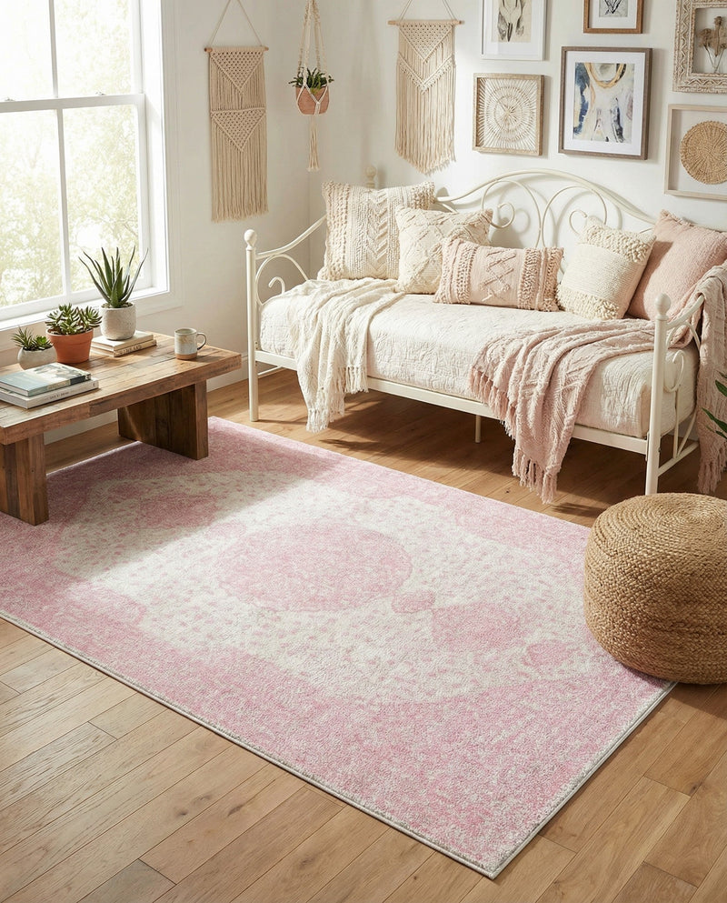 Dover Terrace Collection Area Rug - Marina (Pink) Rectangle Pink  lifestyle 11