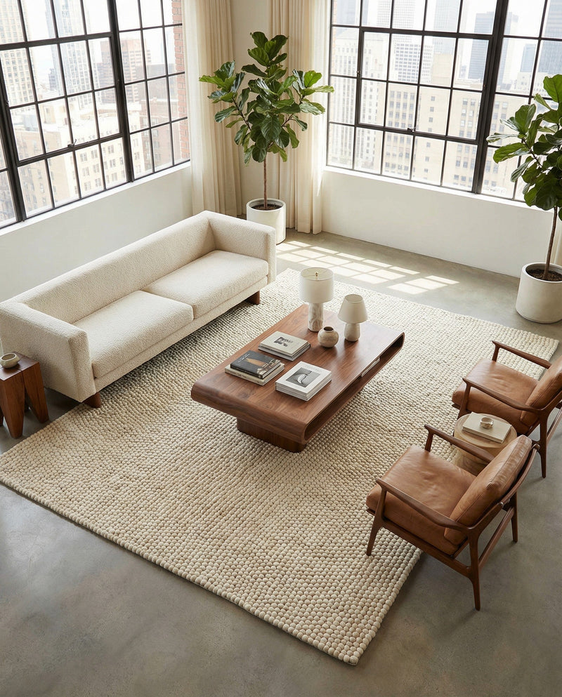 Woolen Sphere Collection Area Rug - Orbsburg (Ivory) Rectangle Ivory  lifestyle 17