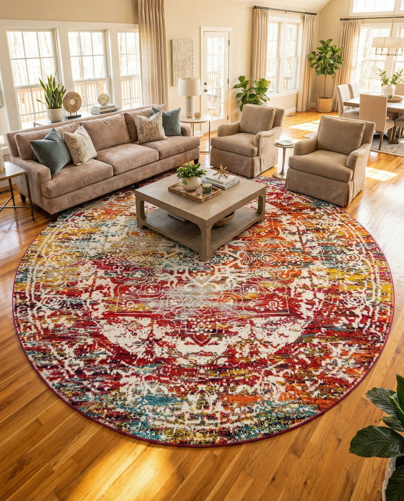 Georgetown Rugs Collection Area Rug - Dupont (Multi) Round Multi  lifestyle 40