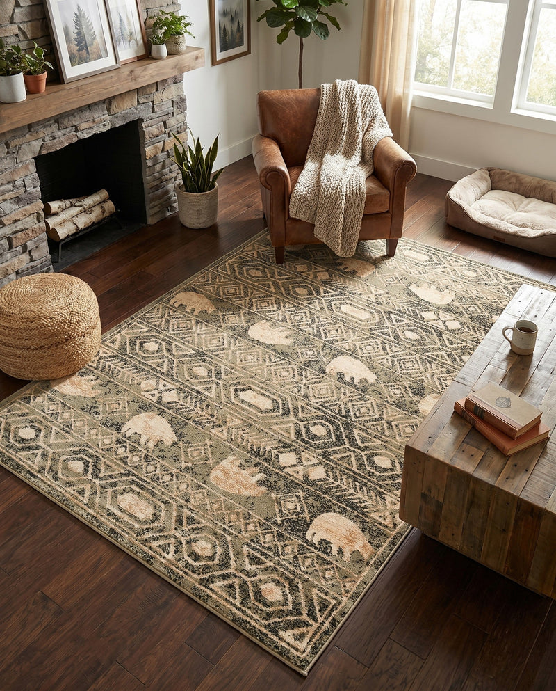 Frontier Trails Collection Area Rug -  Sedona Rectangle Green  lifestyle 31