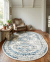 Savannah Elegance Collection Area Rug -  Tybee (Ivory Aqua) Oval Ivory Aqua  lifestyle 38
