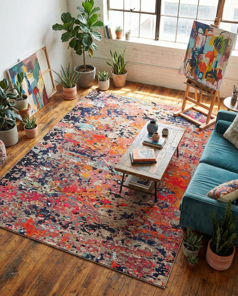 Colorburst Oasis Collection Area Rug -  Prism Rectangle Multi  lifestyle 13