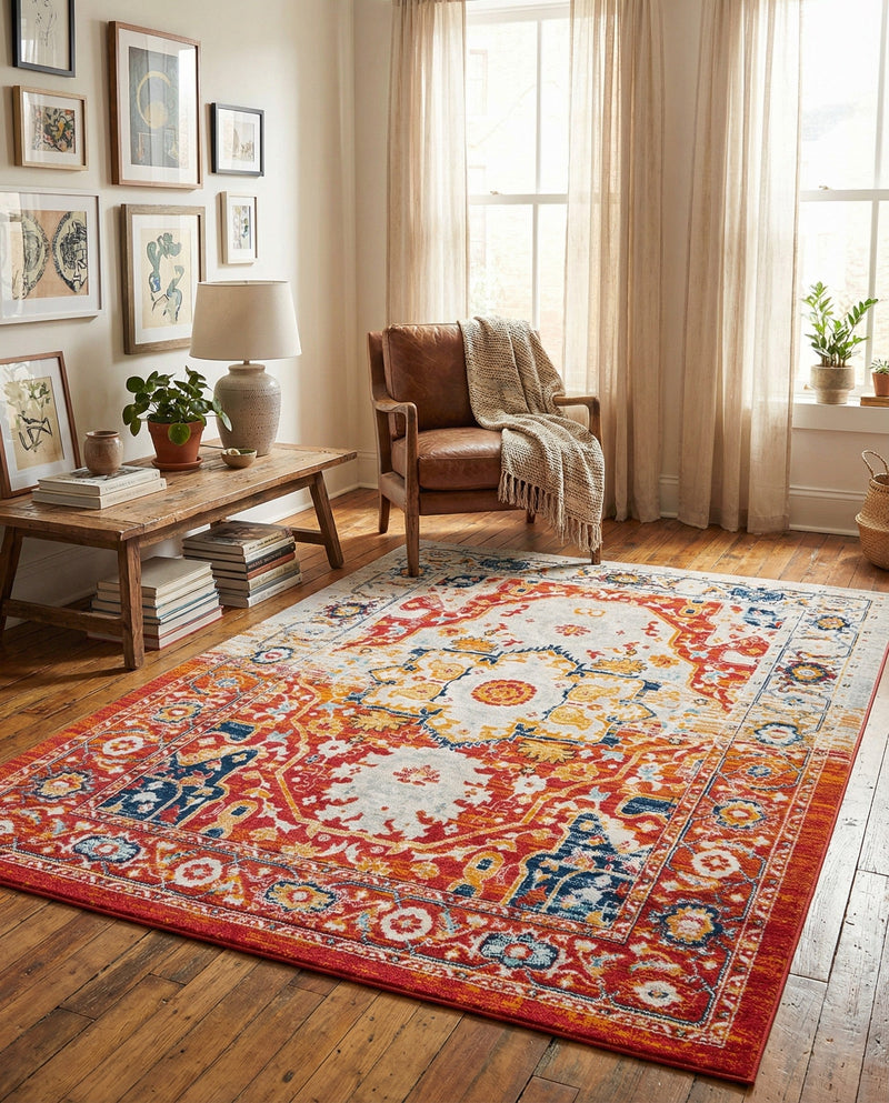 Parisian Elegance Collection Area Rug - Versailles (Rust Red) Rectangle Rust Red  lifestyle 25