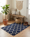 Lattice Gardens Collection Area Rug -  Bloomfield (Dark Blue) Rectangle Dark Blue  lifestyle 15