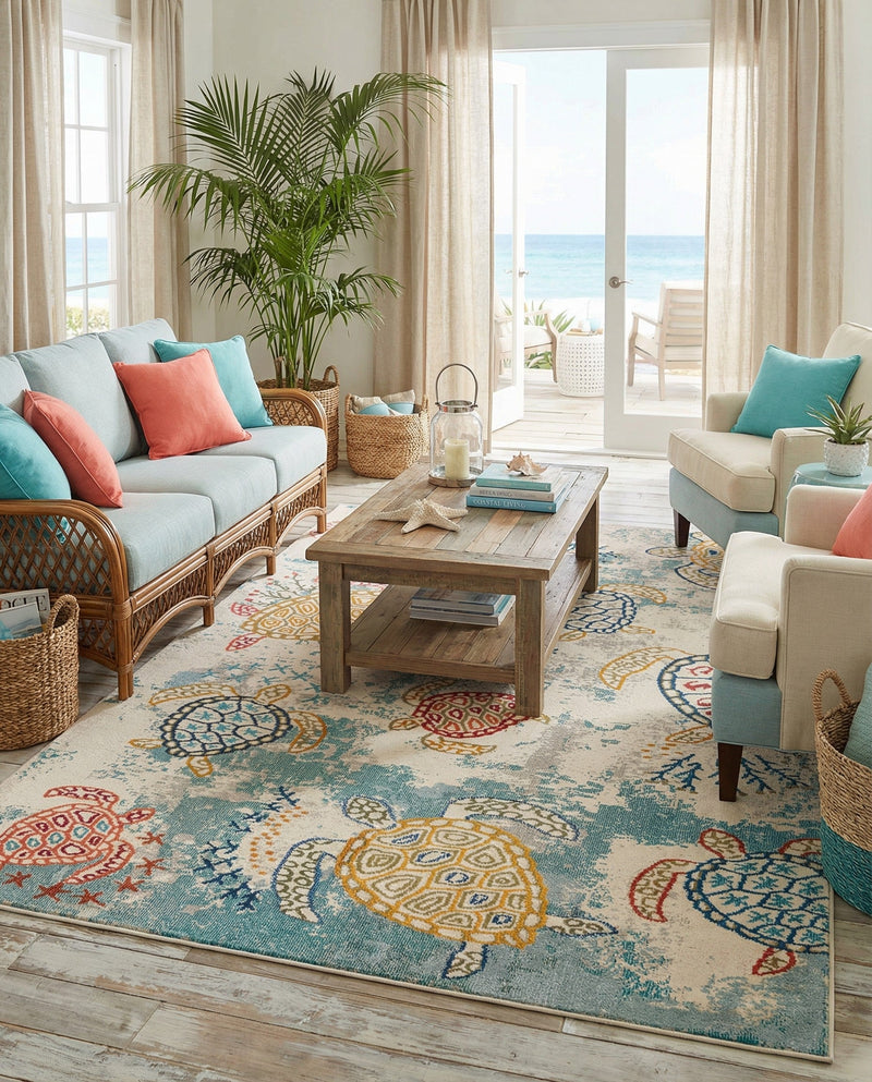 Sorrento Shores Collection Area Rug -  Massa Rectangle Beige  lifestyle 27