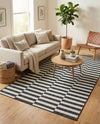 Seaside Stripes Collection Area Rug - Cabana (Charcoal) Rectangle Charcoal  lifestyle 15