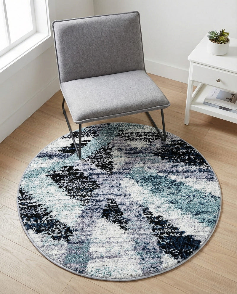 Santa Fe Trails Collection Area Rug -  Navajo Round Gray and Ivory  lifestyle 46