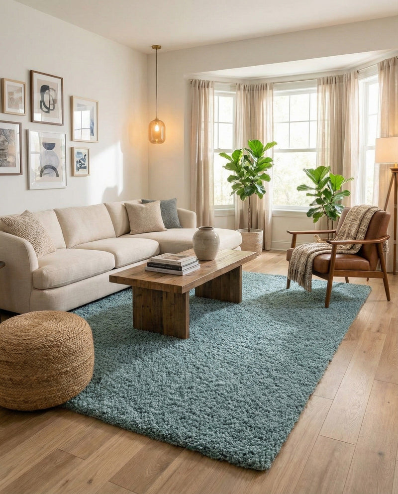 Plush Oasis Collection Area Rug - Serenity (Light Slate Blue) Rectangle Light Slate Blue  lifestyle 18