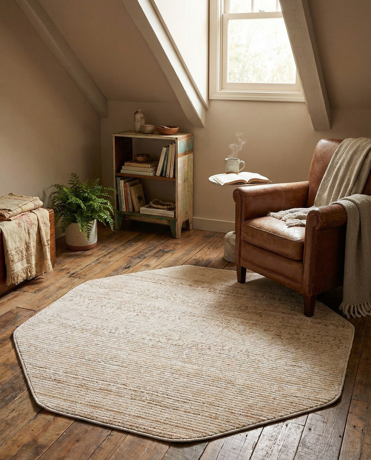 Jewel Oasis Collection Area Rug - Sapphire (Ivory) Octagon Ivory  lifestyle 128