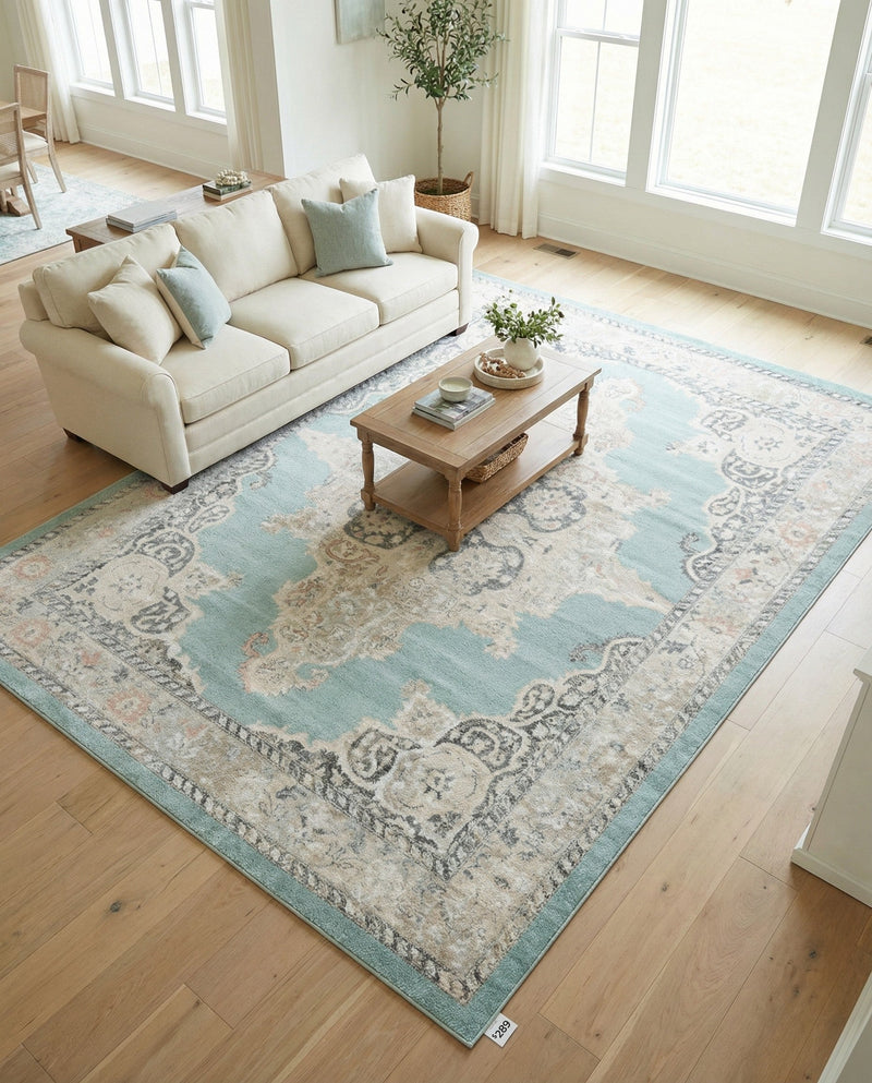 Beverly Grove Collection Area Rug -  Fairfax (Aqua) Rectangle Aqua  lifestyle 27