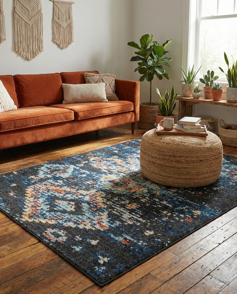 Tangier Treasures Collection Area Rug -  Fez Rectangle Navy Blue  lifestyle 20