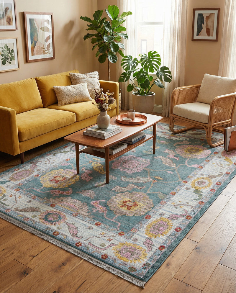 Arcadia Rugs Collection Area Rug - Eden (Gray and Blue) Rectangle Gray and Blue  lifestyle 15