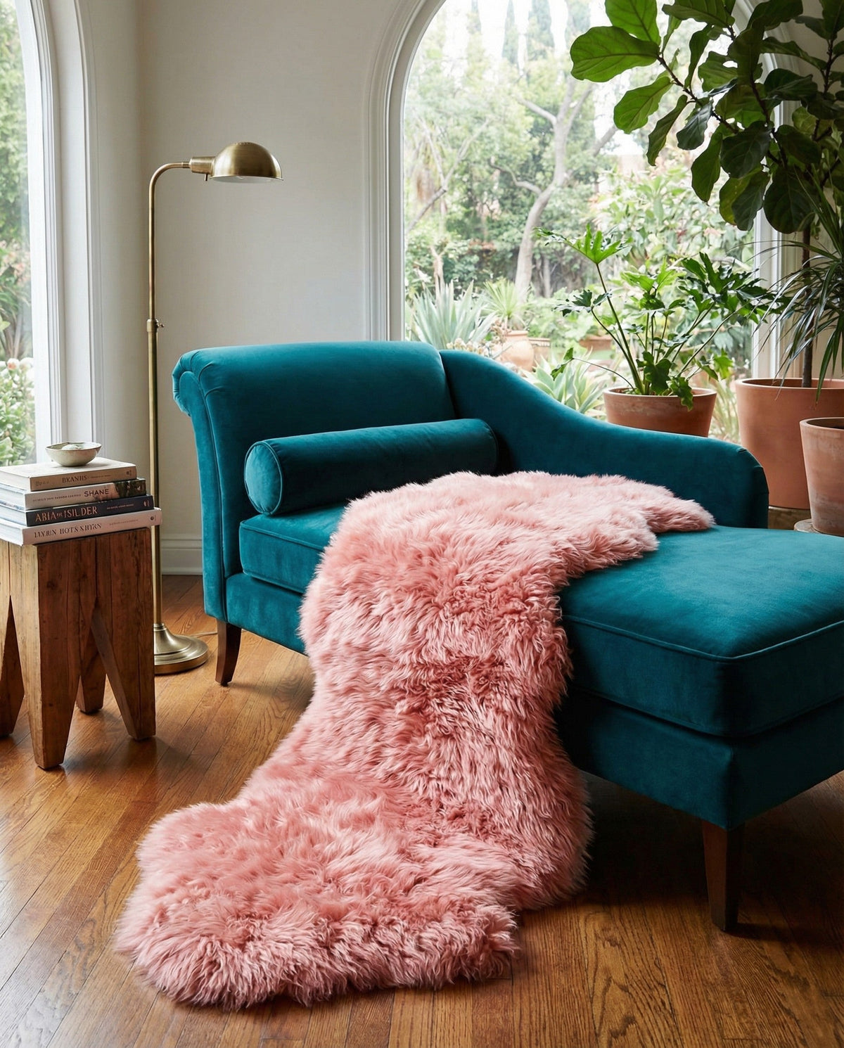 Arctic Lambskin Luxe Collection Area Rug - Tundra Runner Pink  lifestyle 145