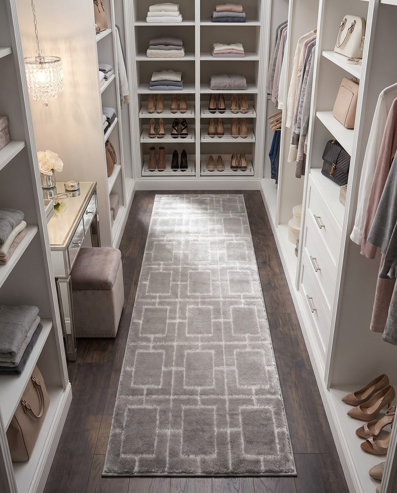 Hollywood Luxe Collection Area Rug -  Beverly (Gray Silver) Runner Gray Silver  lifestyle 50