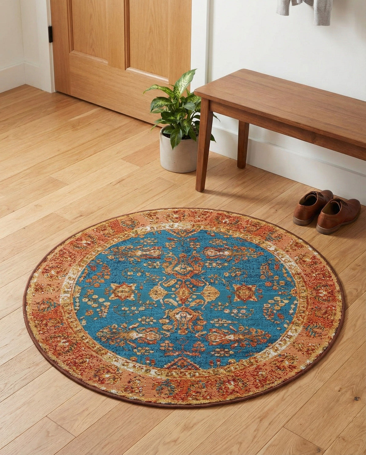 Patio Heritage Collection Area Rug -  Pavilion Round Navy Blue  lifestyle 57
