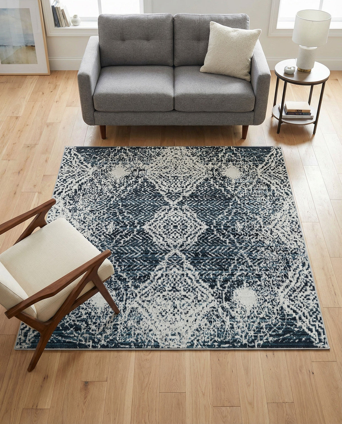 Aegean Elegance Washables Collection Area Rug -  Naxos Square Navy Blue  lifestyle 98