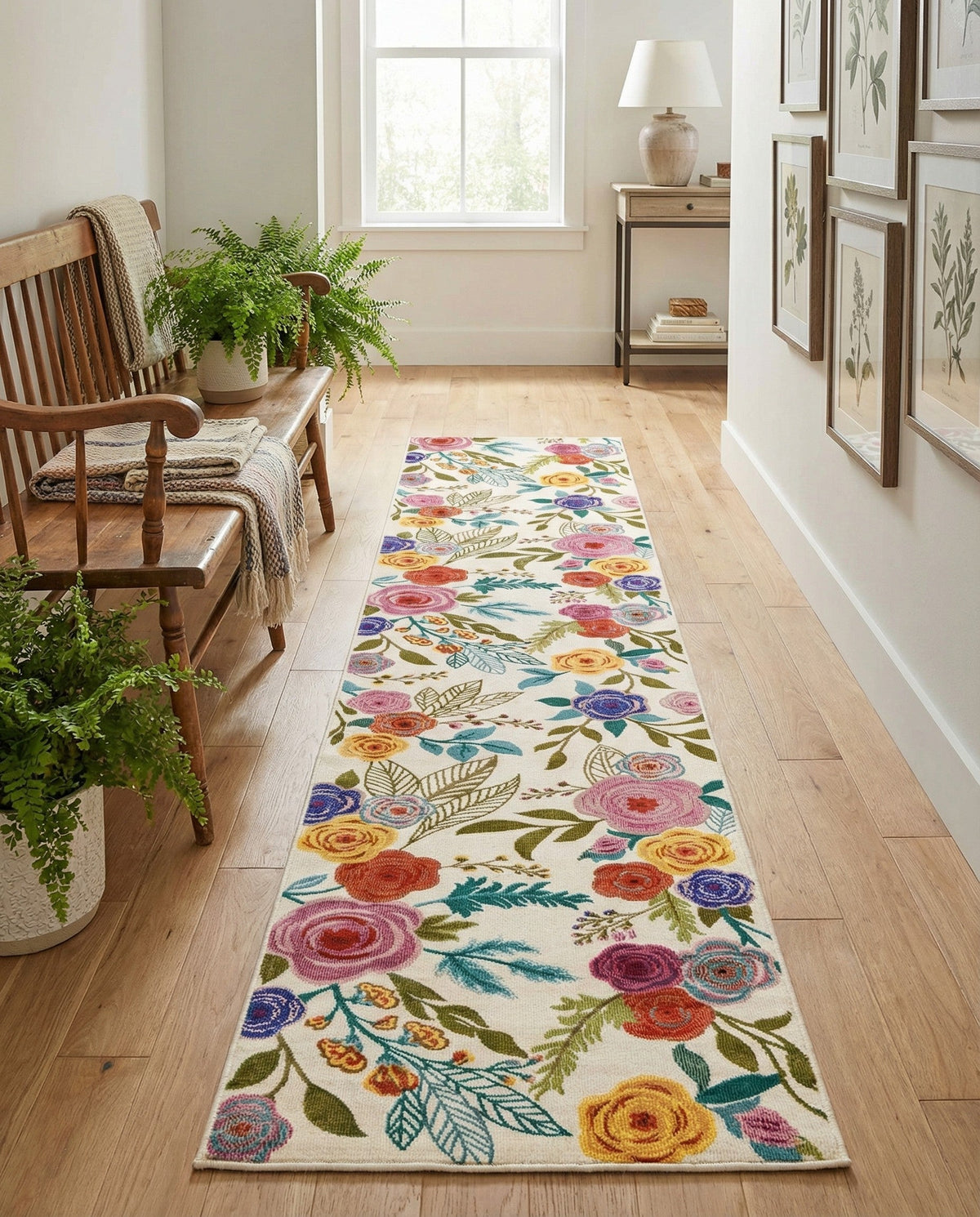 Meadow Breeze Collection Area Rug -  Petal Runner Ivory  lifestyle 149