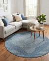 Urban Terrace Collection Area Rug -  Chelsea (Blue) Round Blue  lifestyle 63