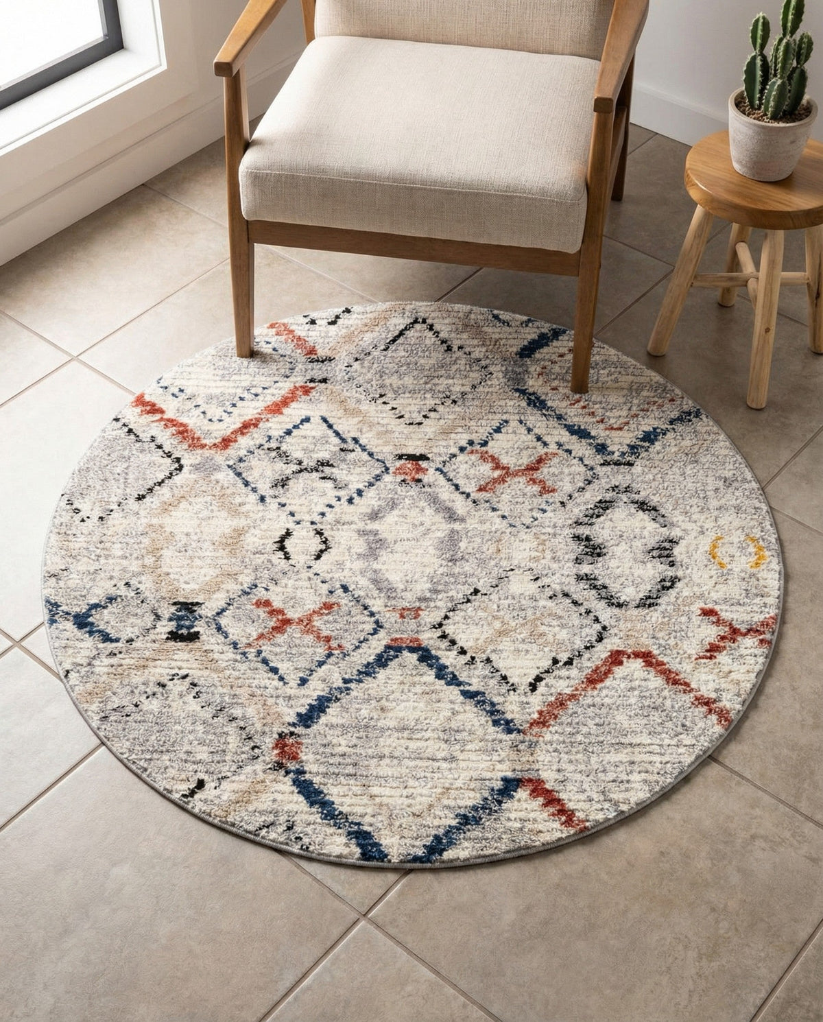 Santa Fe Trails Collection Area Rug - Canyon Round Multi  lifestyle 111