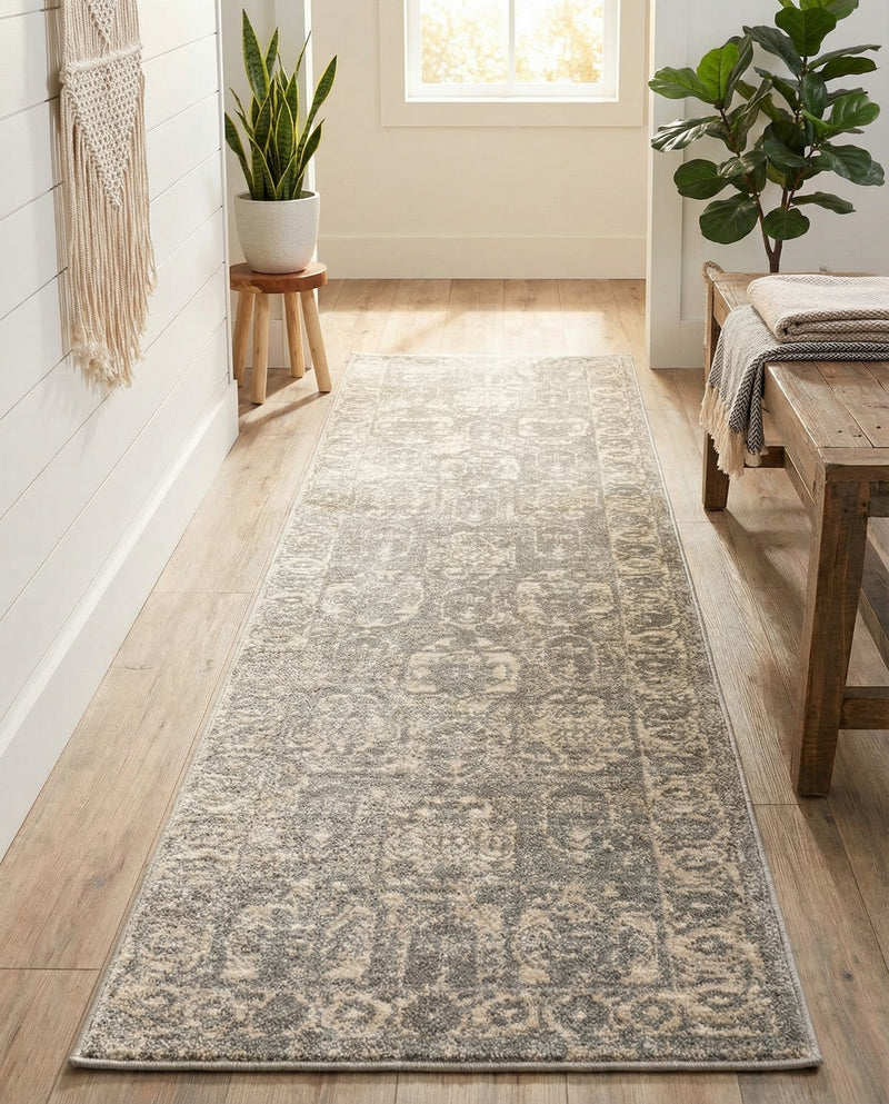 Seville Stripes Collection Area Rug -  Granada (Gray) Runner Gray  lifestyle 64
