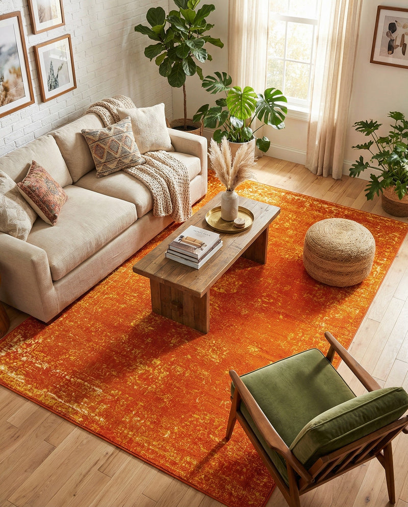 Riviera Elegance Collection Area Rug - Antibes (Orange) Rectangle Orange  lifestyle 9