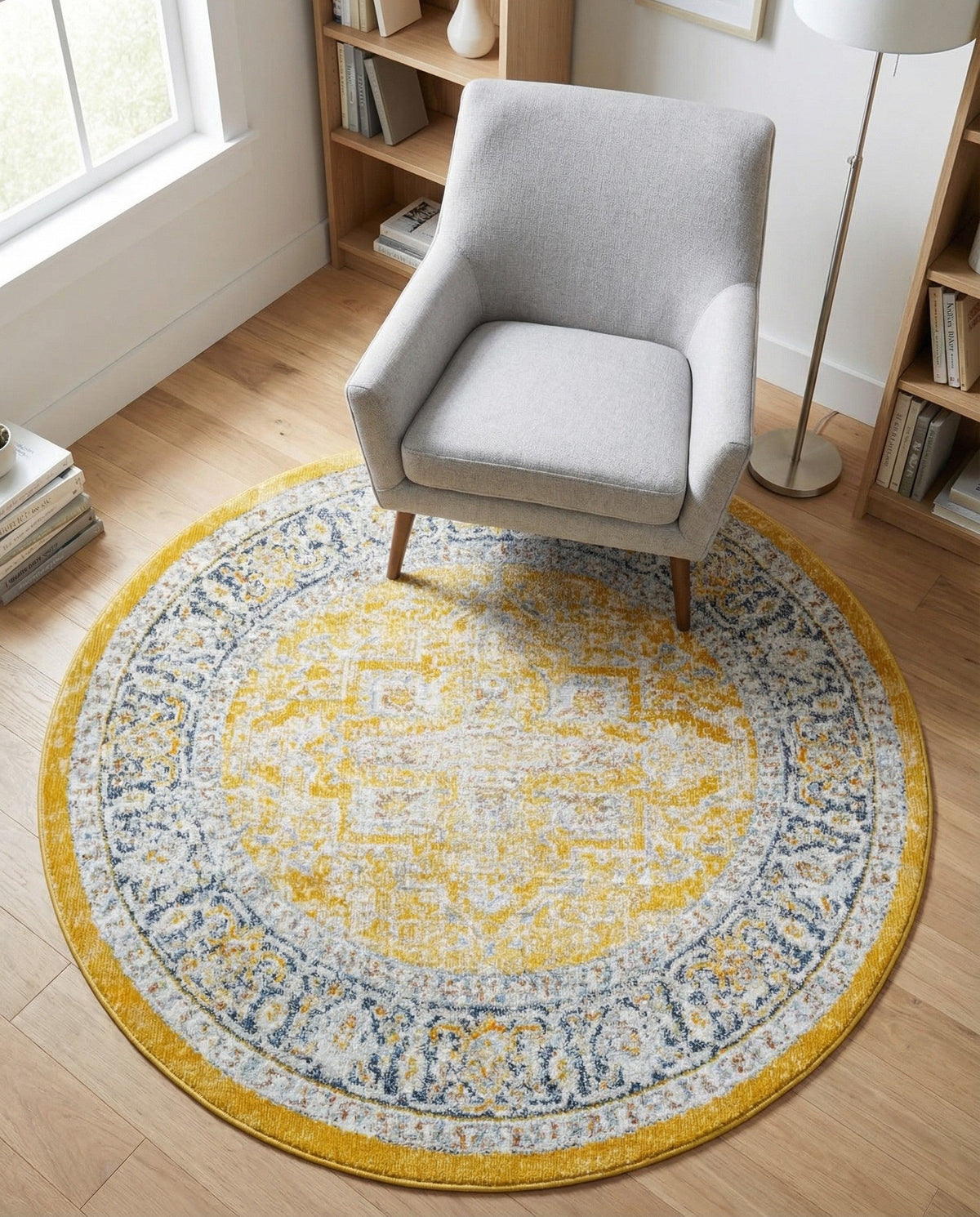 Caribbean Breeze Collection Area Rug -  Andros Round Yellow  lifestyle 89