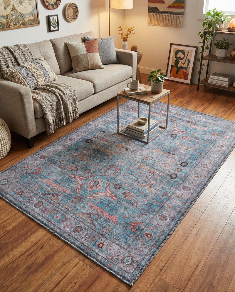 Zahara Oasis Collection Area Rug -  Marrakech Rectangle Blue  lifestyle 13