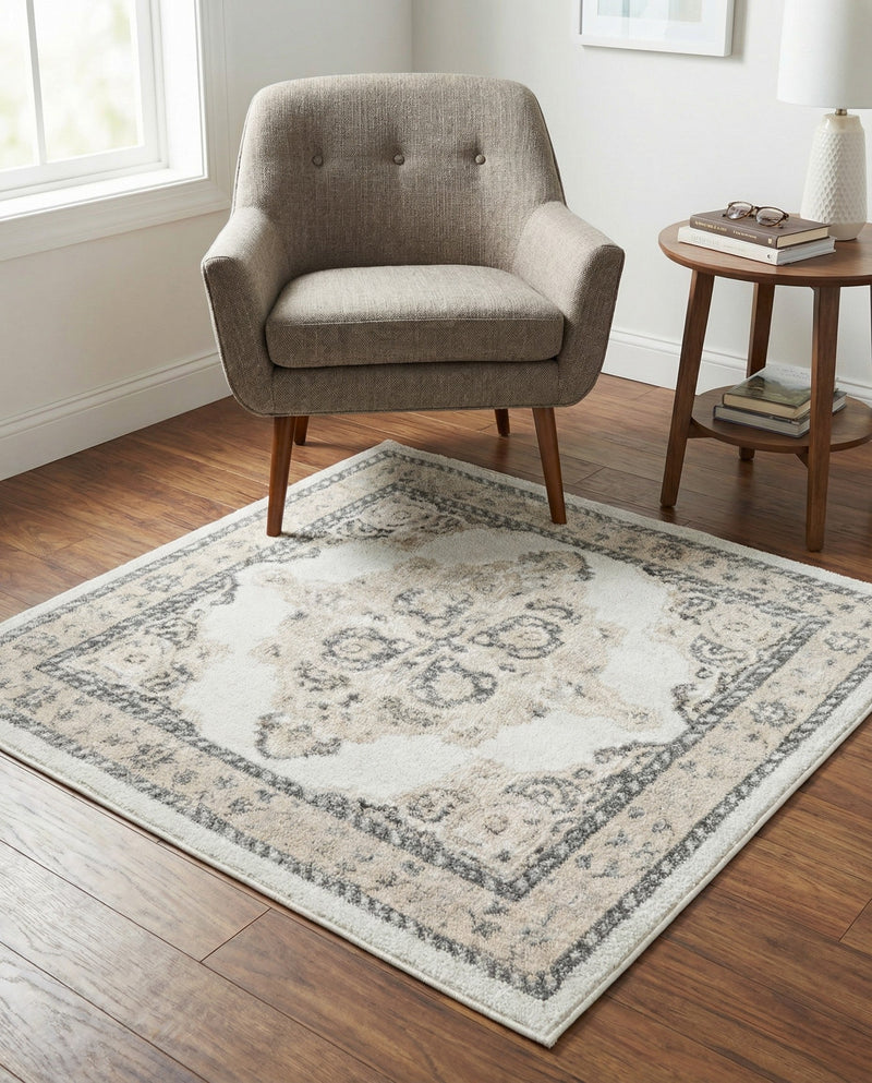 Beverly Grove Collection Area Rug -  Fairfax (Ivory) Square Ivory  lifestyle 73