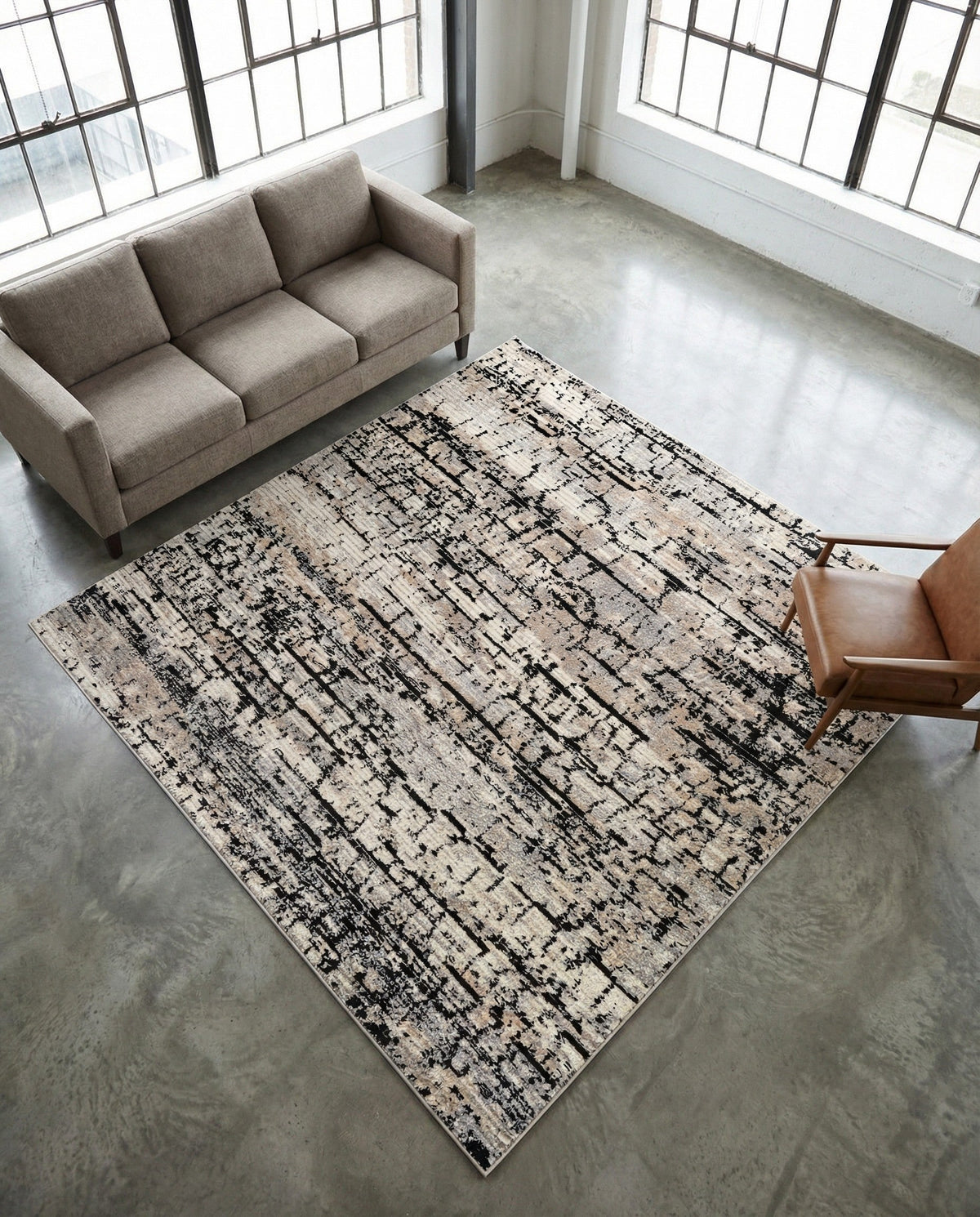 Santa Fe Trails Collection Area Rug -  Chaparral Square Gray  lifestyle 97