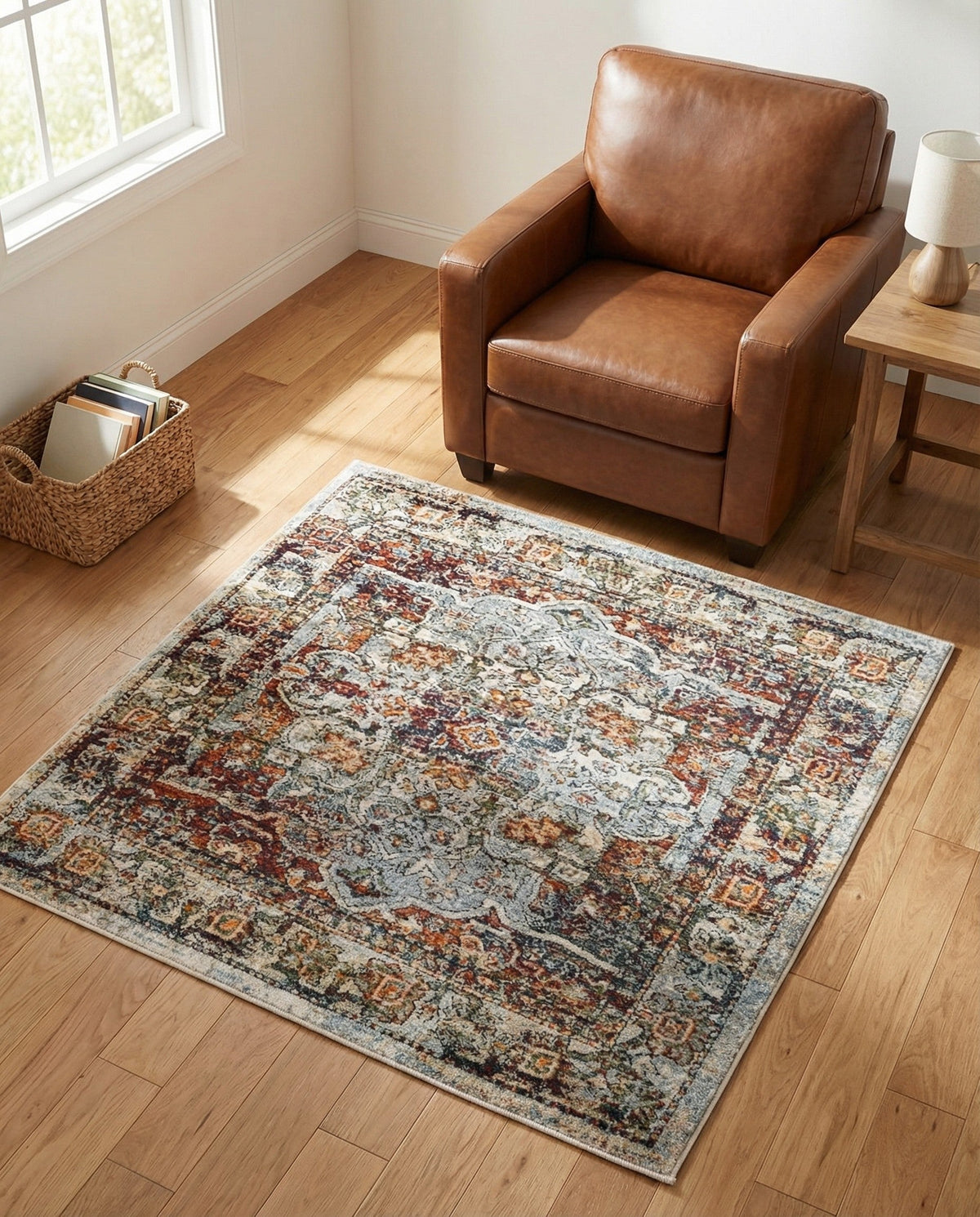 Savannah Soiree Collection Area Rug -  Everglade (Ivory) Square Ivory  lifestyle 96
