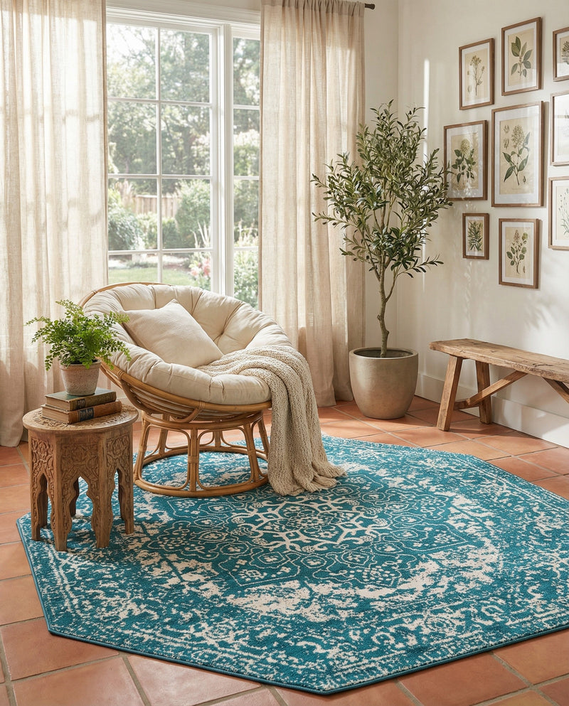 Georgetown Rugs Collection Area Rug - Dupont (Turquoise) Octagon Turquoise  lifestyle 33